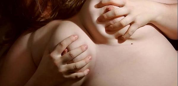  Hot Redhead Amateur Girl Massages her Huge Natural Boobs